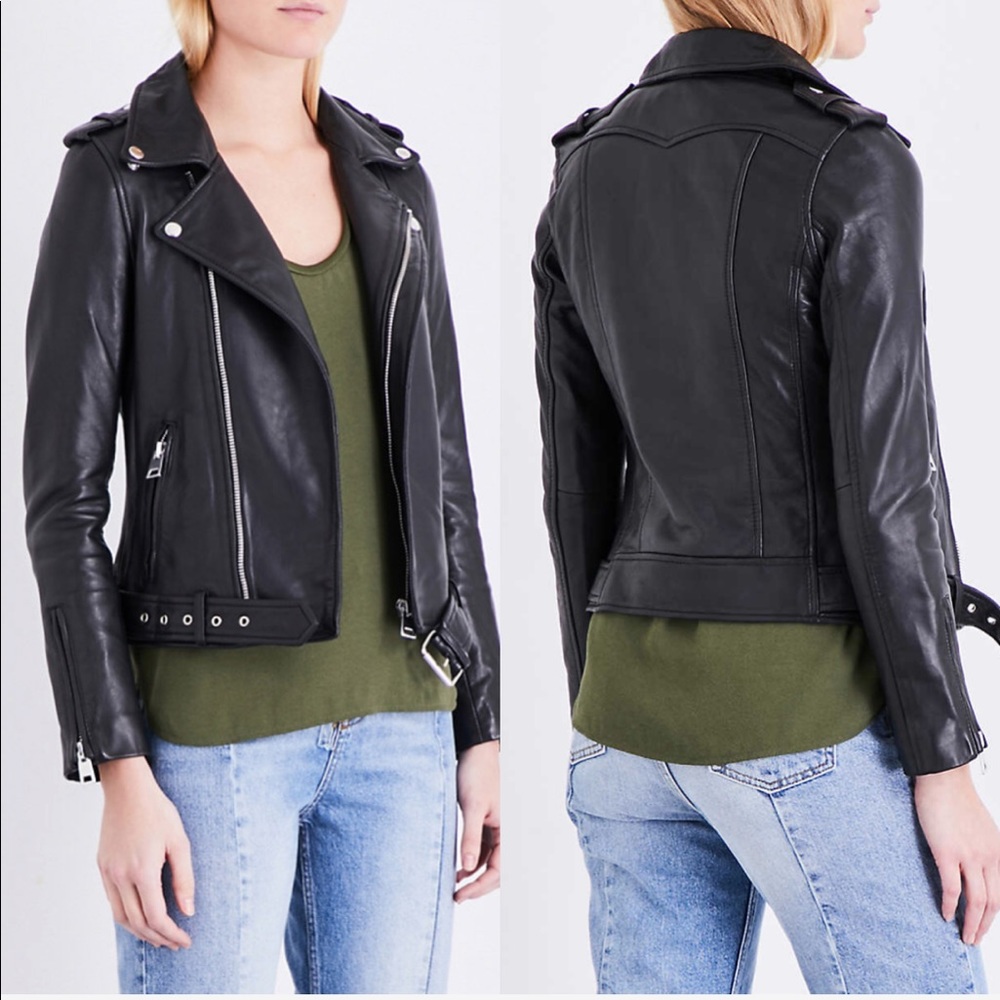 MAJE Bocelui Leather Biker Jacket with Belt Size M - Picture 3 of 16